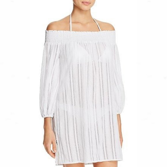 Ralph Lauren Smocked Off-The-Shoulder Cover-Up - Picture 6 of 14
